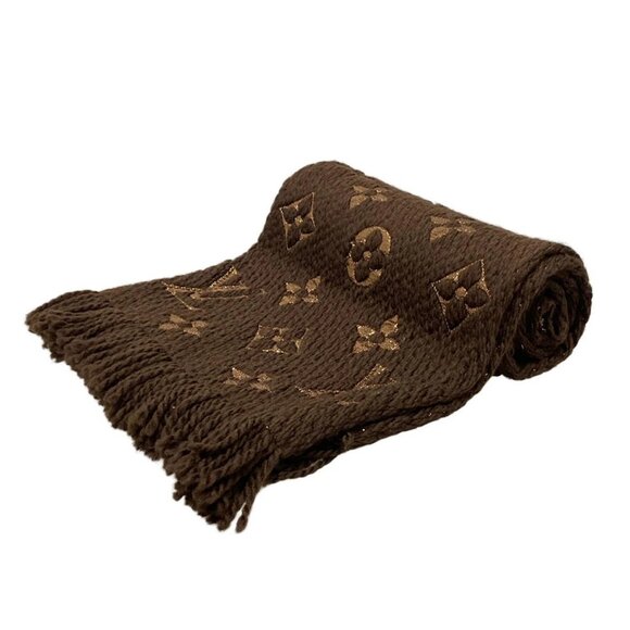 Auth LOUIS VUITTON Eschar Progo Mania Shine M71383 Maroon Others - IS1221 Scarf - Picture 1 of 5